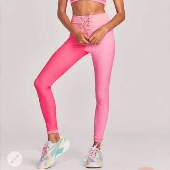 LoveShackFancy Pants - RILEY LEGGING PINK LOVESHACKFANCY X BEACH RIOT